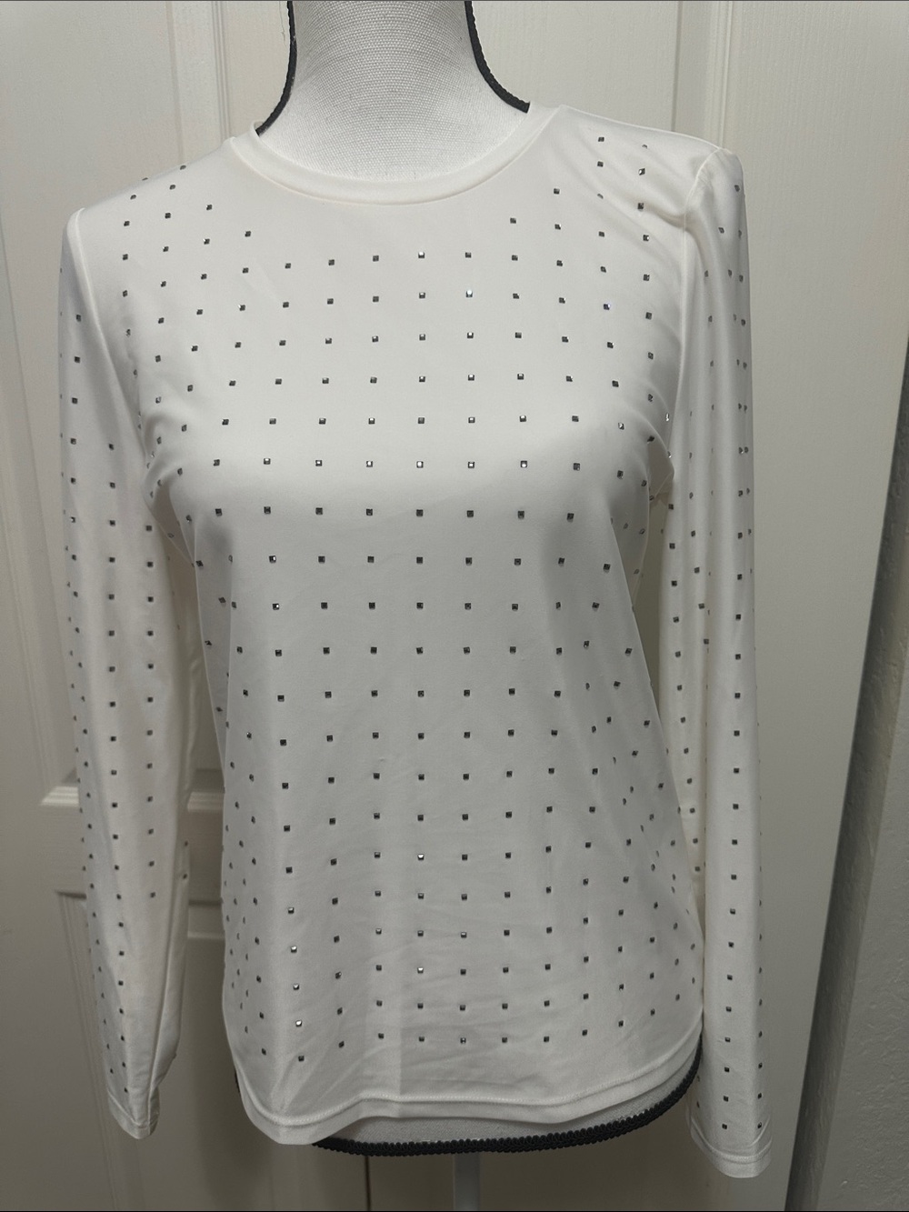 DKNYC White Long-Sleeve Tank with Stud Accents